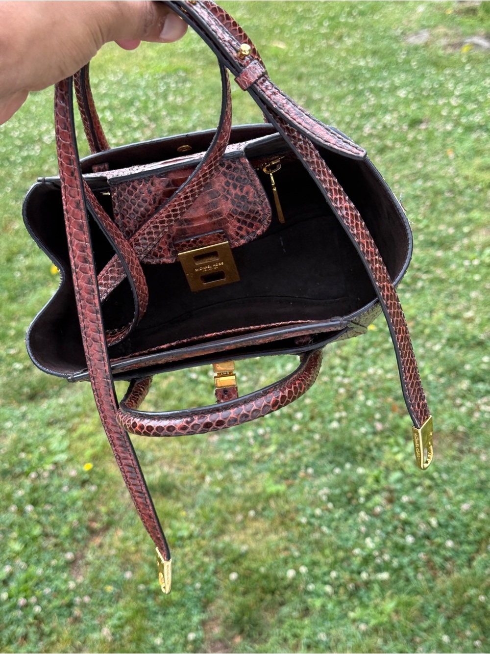 Michael Kors Collection Bancroft Mini Two-Tone Snakeskin Satchel ladies bag - Picture 11 of 13